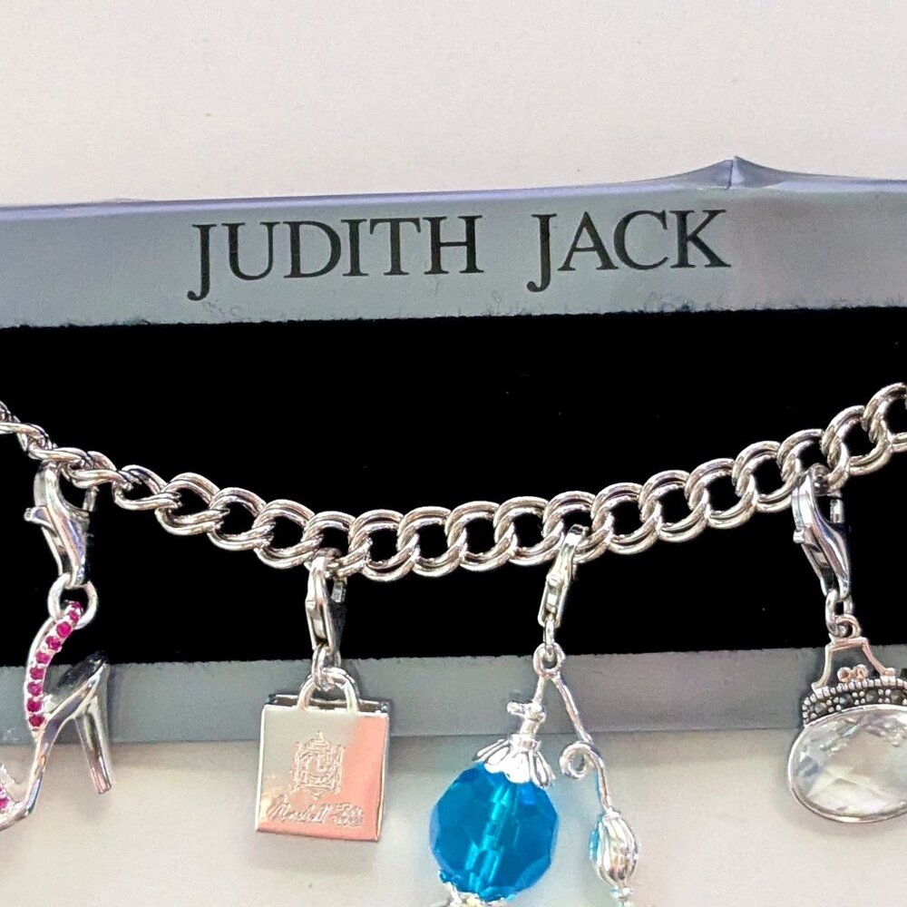 JUDITH JACK 925 Sterling High Heel, Gift Box, Atomizer, Purse Charm Bracelet